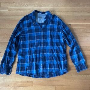 Eddie Bauer Navy and Blue Checkered Shirt